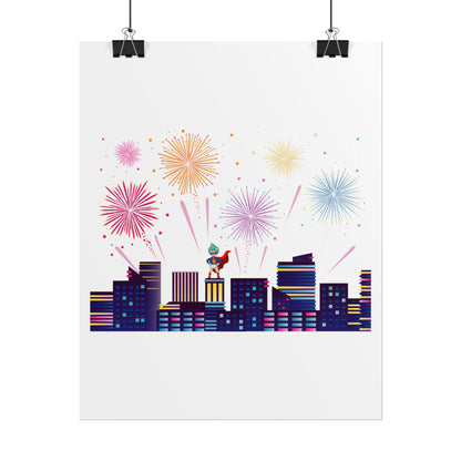 Rolled Posters - Super kiddo with fireworks - [[{"value":"Wonderwear Kid"}]]