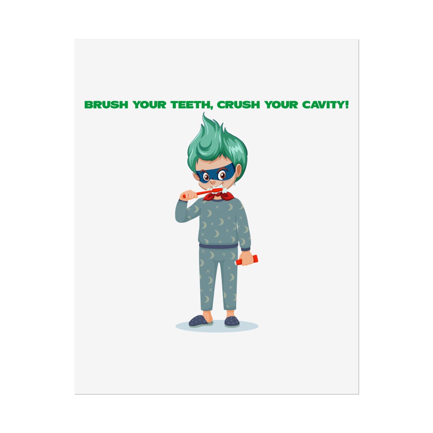 Rolled Posters - Super kiddo brushing teeth - [[{"value":"Wonderwear Kid"}]]