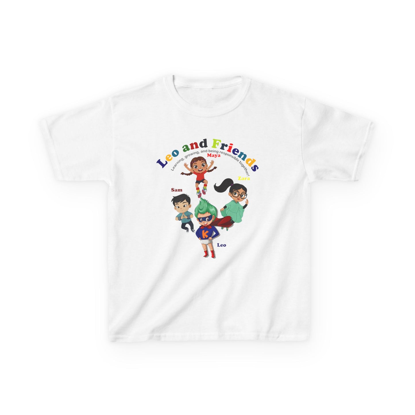 Kids Heavy Cotton™ Tee - Leo & Friends - Learning and growing - [[{"value":"Wonderwear Kid"}]]