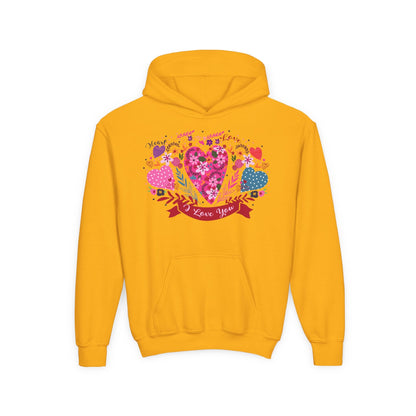 Youth Heavy Blend Hooded Sweatshirt - I love you Printify