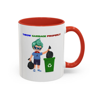 Accent Coffee Mug - Super kiddo taking trash out - [[{"value":"Wonderwear Kid"}]]