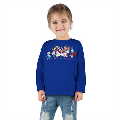 Toddler Long Sleeve Tee - Happy new year from super kiddo - [[{"value":"Wonderwear Kid"}]]