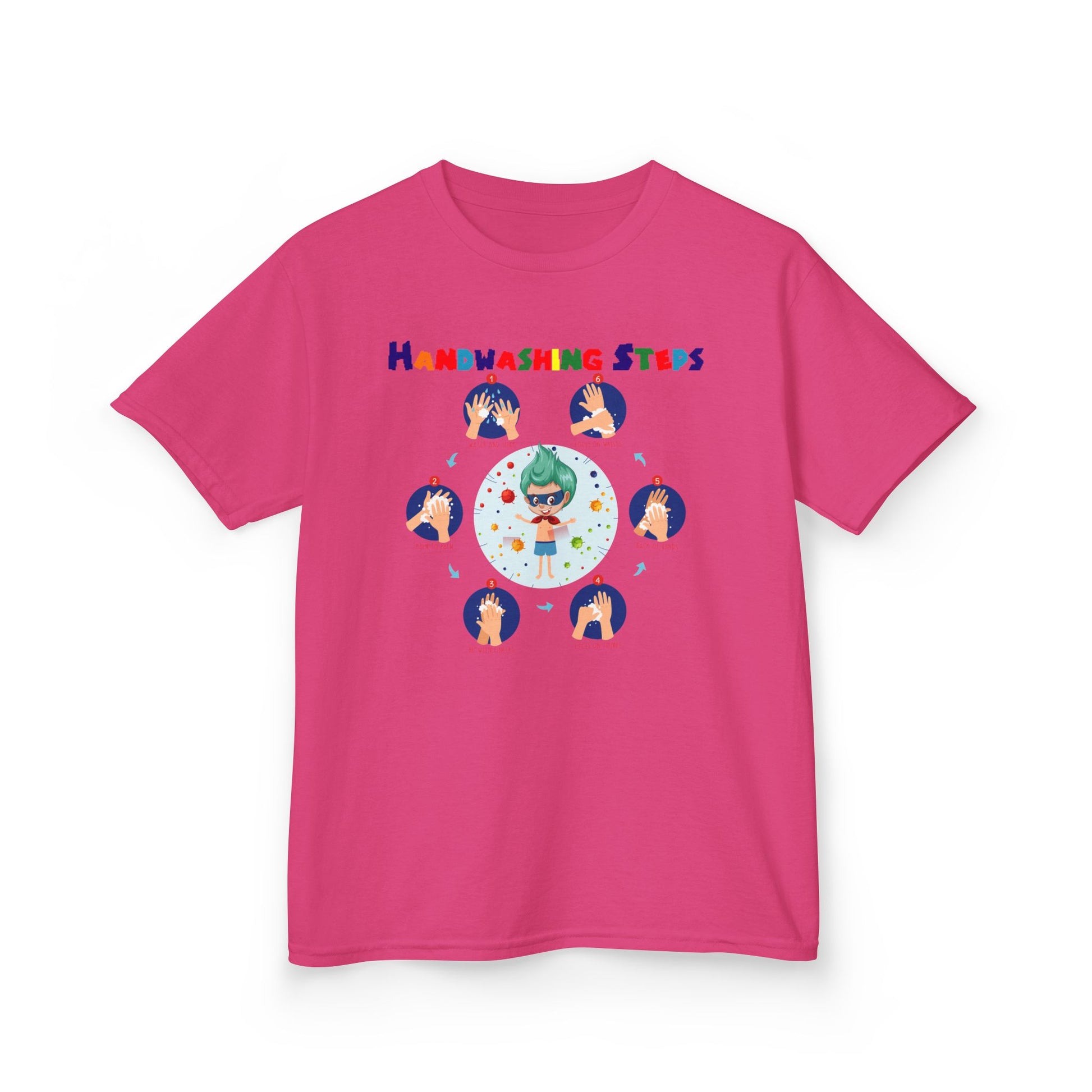 Kids Heavy Cotton™ Tee - Super kiddo how to wash hand properly - [[{"value":"Wonderwear Kid"}]]