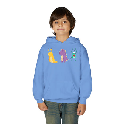 Youth Heavy Blend Hooded Sweatshirt - Colorful monsters Printify