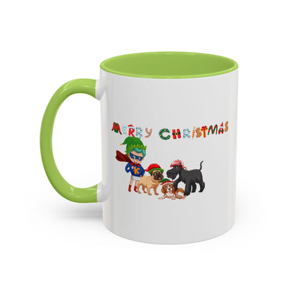 Accent Coffee Mug - Super kiddo woith pet friends - [[{"value":"Wonderwear Kid"}]]
