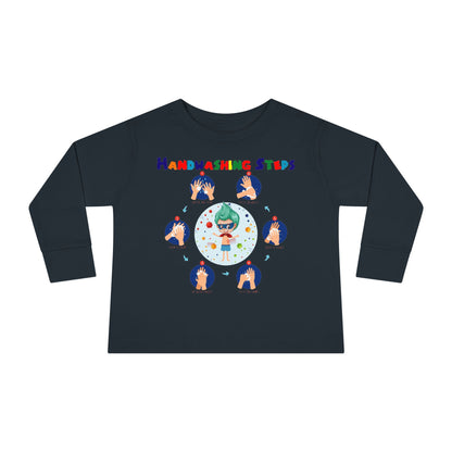 Toddler Long Sleeve Tee - Super kiddo how to wash hand properly - [[{"value":"Wonderwear Kid"}]]