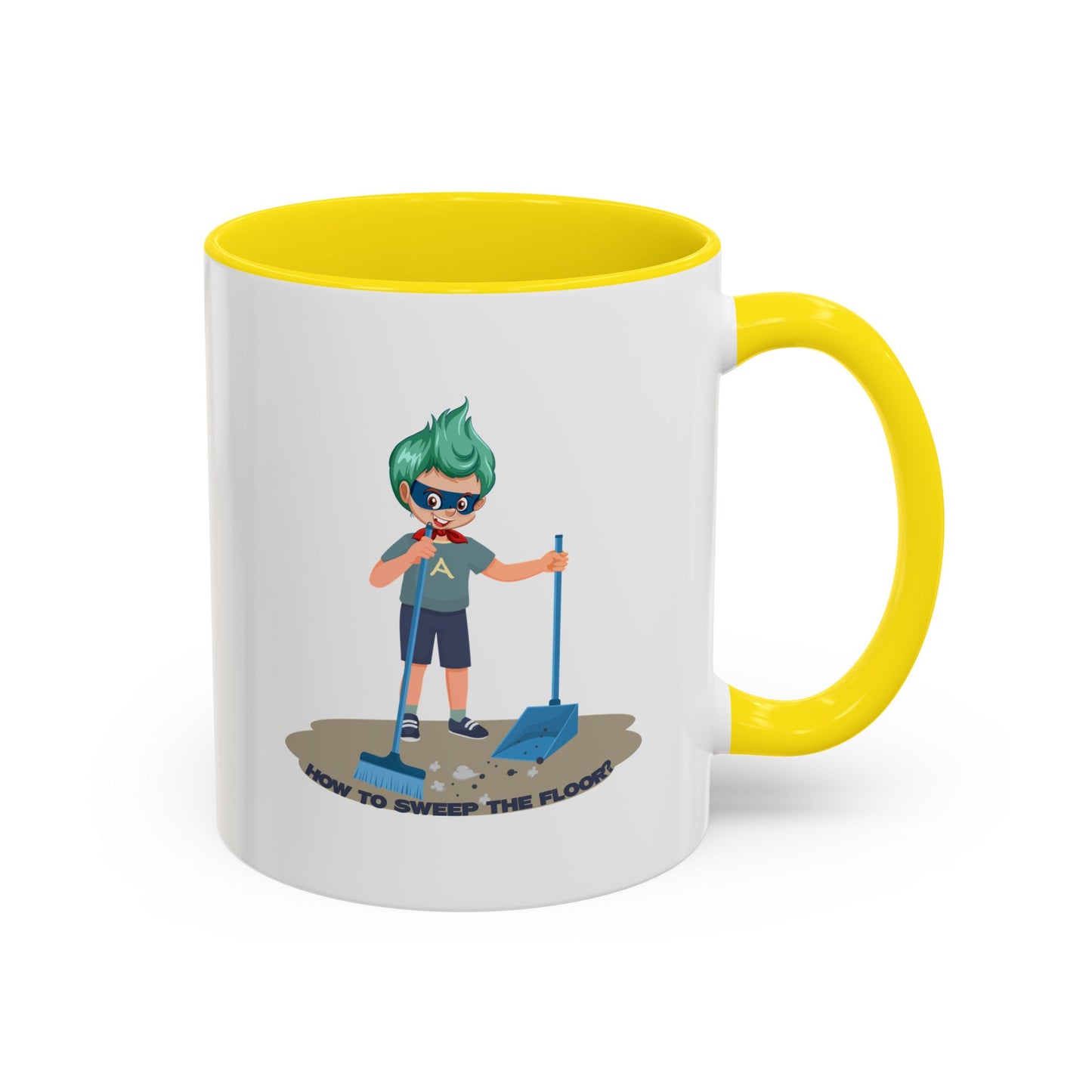 Accent Coffee Mug - Super kiddo sweeping floor