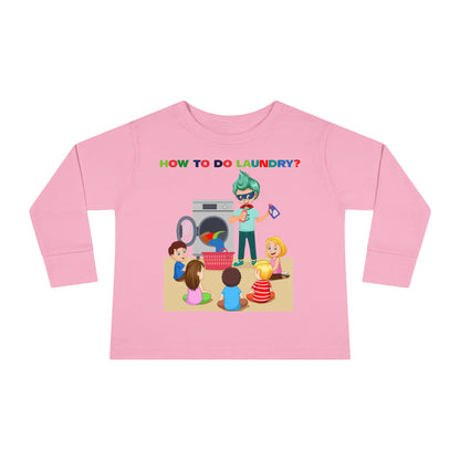 Toddler Long Sleeve Tee - super kiddo teaching laundry - [[{"value":"Wonderwear Kid"}]]