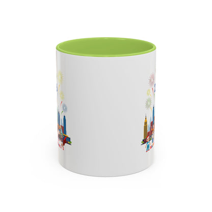 Accent Coffee Mug - Happy new year with fireworks - [[{"value":"Wonderwear Kid"}]]