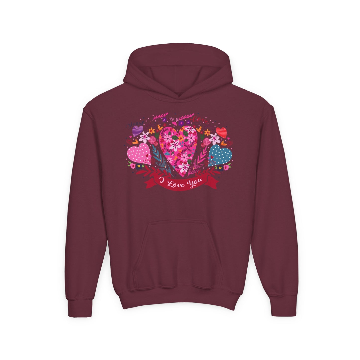 Youth Heavy Blend Hooded Sweatshirt - I love you