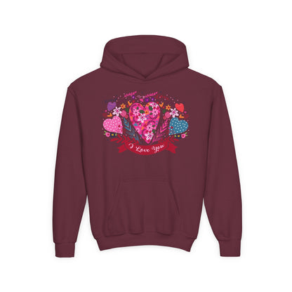 Youth Heavy Blend Hooded Sweatshirt - I love you Printify