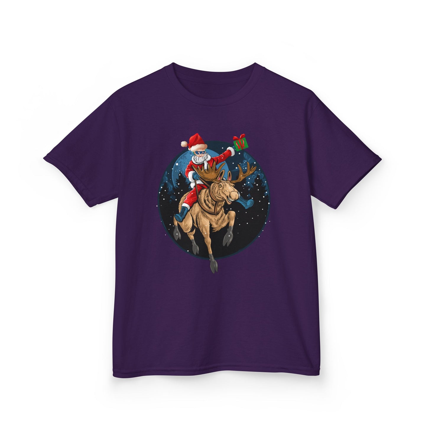 Kids Heavy Cotton™ Tee - Super kiddo riding a reindeer - [[{"value":"Wonderwear Kid"}]]