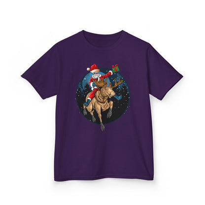 Kids Heavy Cotton™ Tee - Super kiddo riding a reindeer - [[{"value":"Wonderwear Kid"}]]