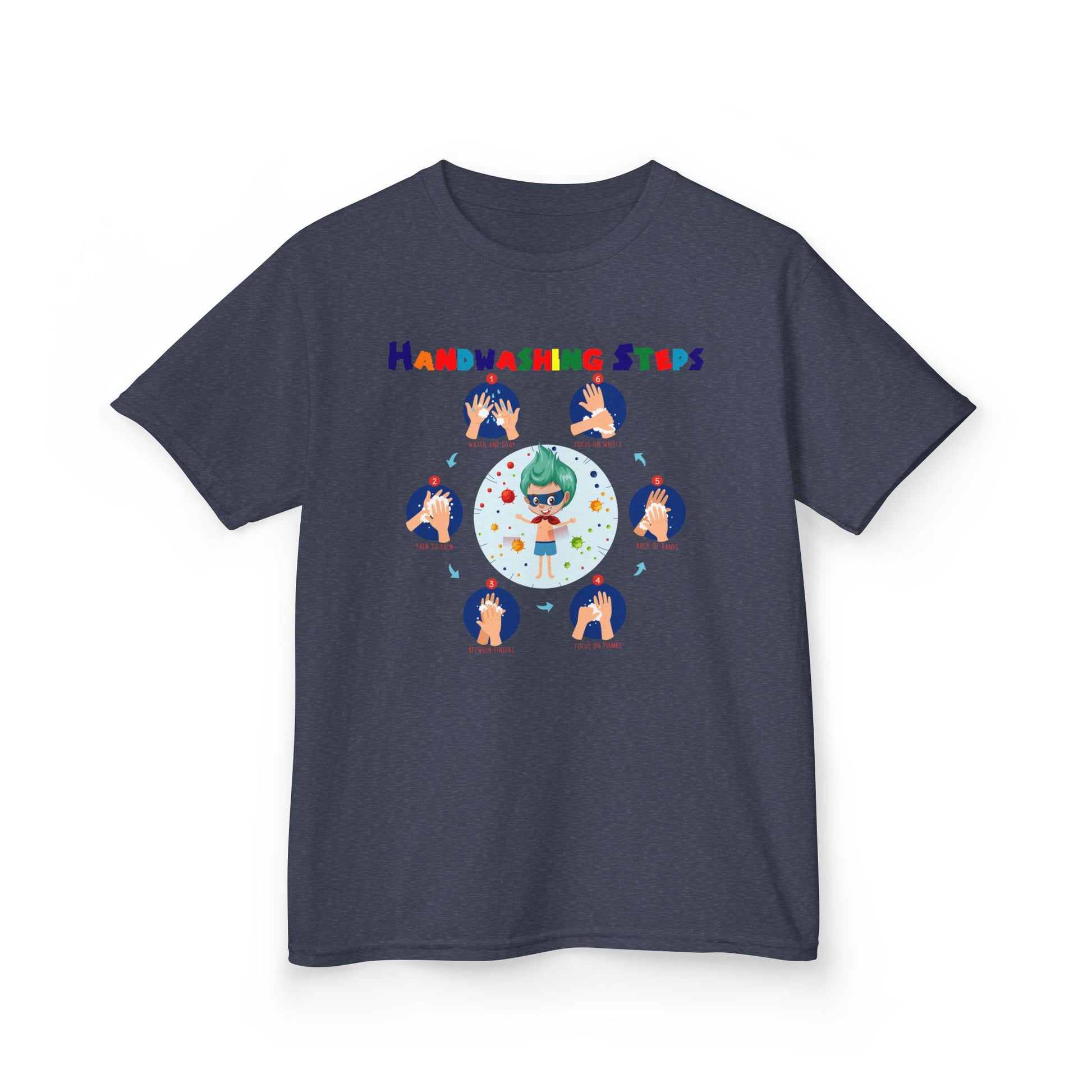 Kids Heavy Cotton™ Tee - Super kiddo how to wash hand properly - [[{"value":"Wonderwear Kid"}]]