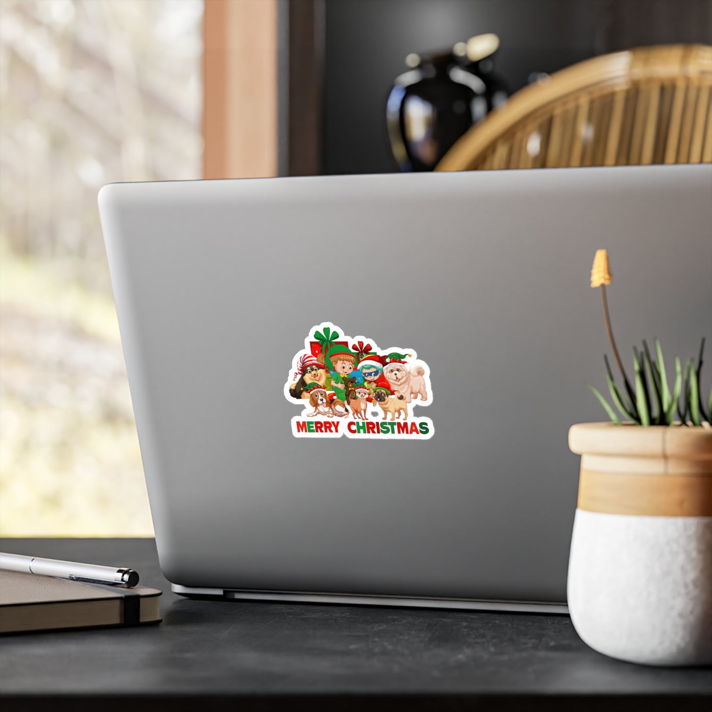 Christmas Kiss-Cut Vinyl Decals – Christmas with super kiddo pet friends with text - [[{"value":"Wonderwear Kid"}]]