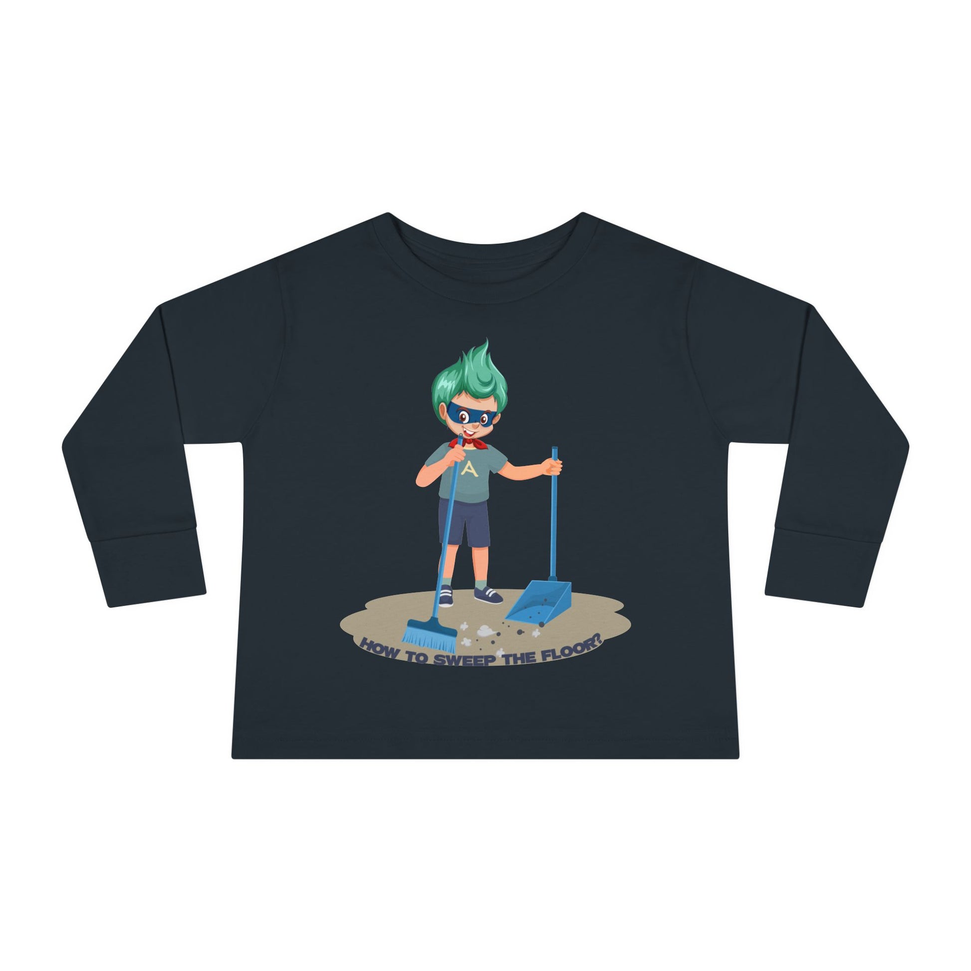 Toddler Long Sleeve Tee - Super kiddo sweeping floor - [[{"value":"Wonderwear Kid"}]]