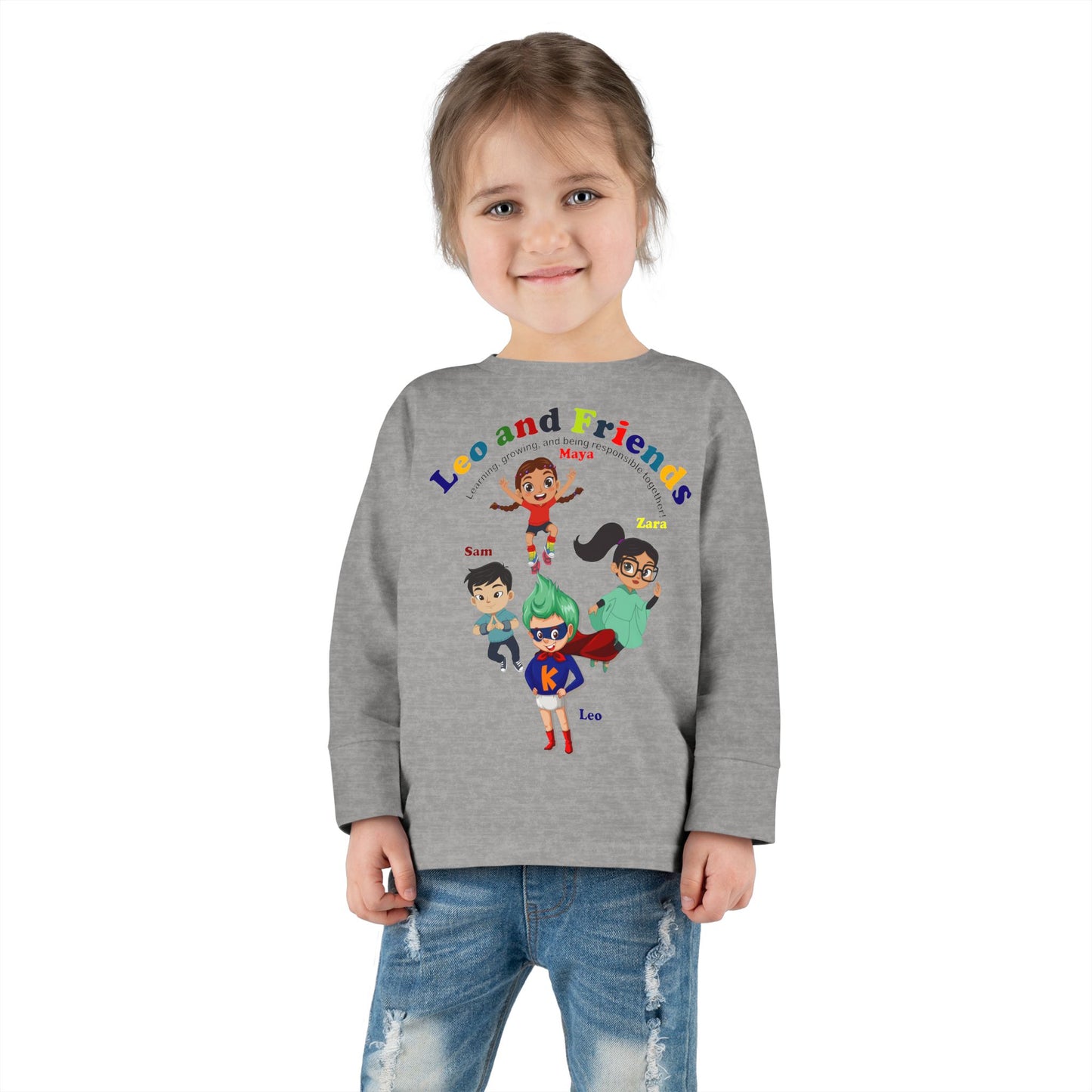 Toddler Long Sleeve Tee - Leo & Friends - Learning and growing - [[{"value":"Wonderwear Kid"}]]