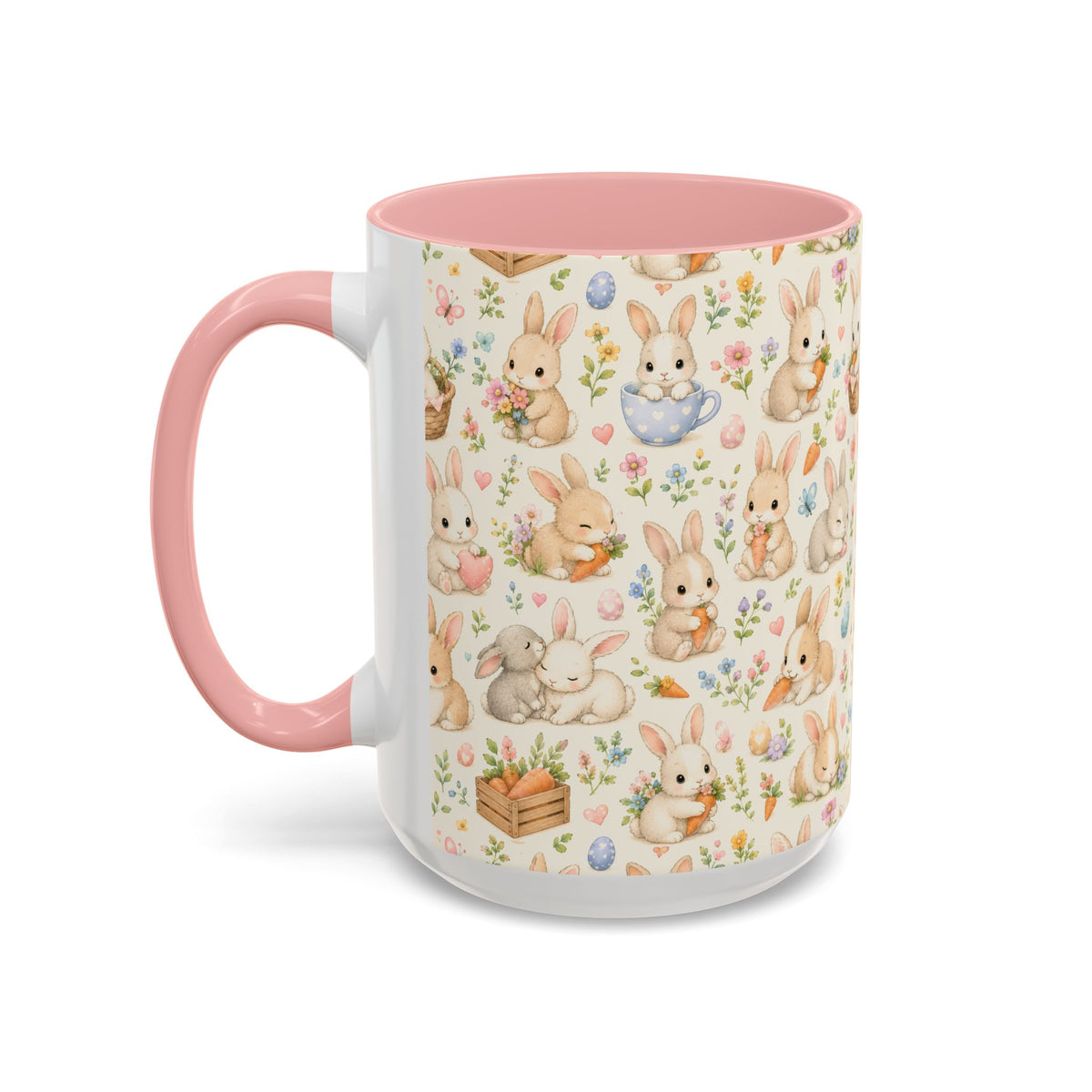 Accent Coffee Mug  (11/15 oz) - Pastel Bunny Garden Easter