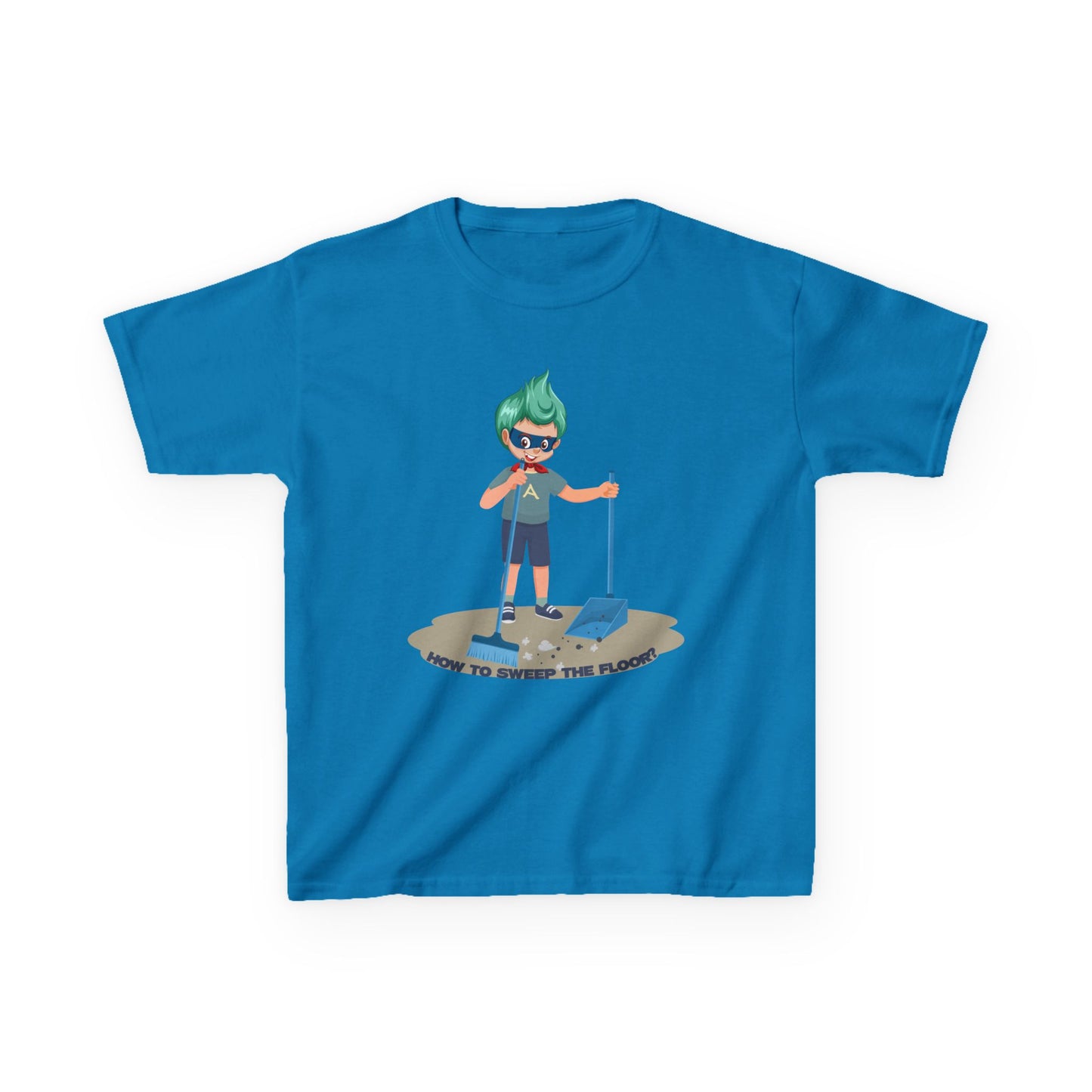 Kids Heavy Cotton™ Tee - Super kiddo sweeping floor - [[{"value":"Wonderwear Kid"}]]