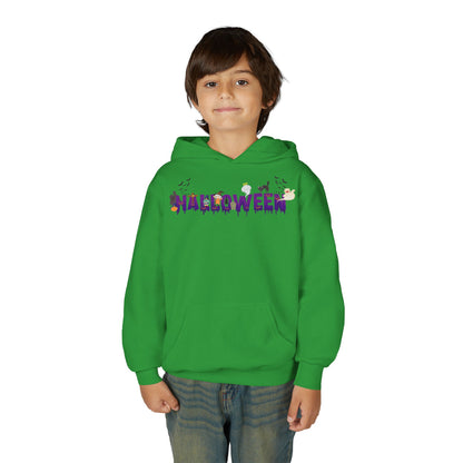 Youth Heavy Blend Hooded Sweatshirt - Holloween word Printify