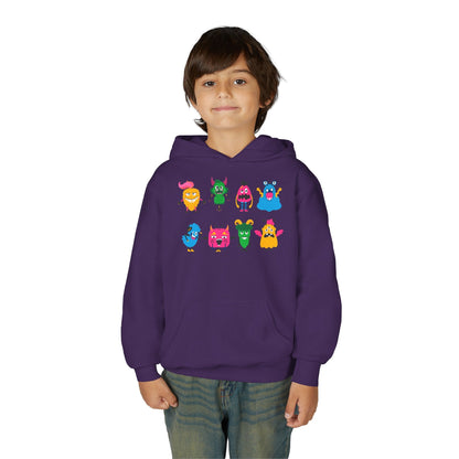 Youth Heavy Blend Hooded Sweatshirt - Set of monsters Printify