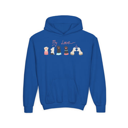 Youth Heavy Blend Hooded Sweatshirt - Paw My love Printify