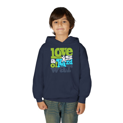 Youth Heavy Blend Hooded Sweatshirt - Love is Kind of War Printify