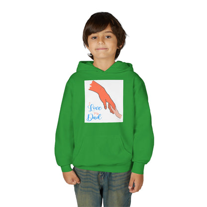 Youth Heavy Blend Hooded Sweatshirt -  Child and dad holding hands Printify