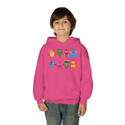 Youth Heavy Blend Hooded Sweatshirt - Set of monsters Printify