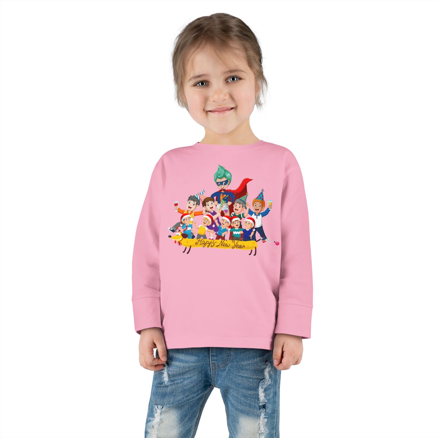 Toddler Long Sleeve Tee - Happy new year with friends - [[{"value":"Wonderwear Kid"}]]