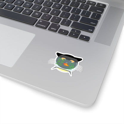 Kiss-Cut Vinyl Decals - Black cat and gold fish Printify