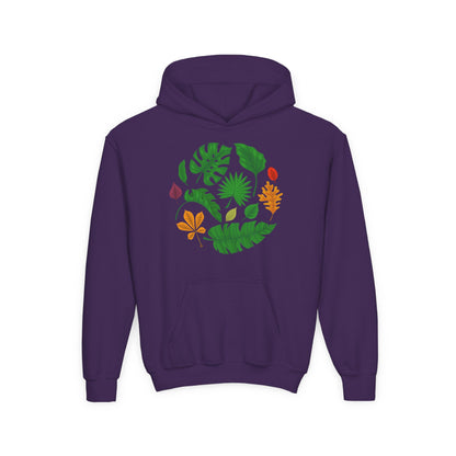 Youth Heavy Blend Hooded Sweatshirt - Beautiful leaves Printify