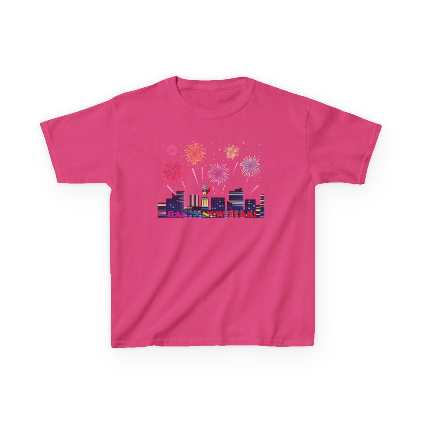 Kids Heavy Cotton™ Tee - Super kiddo with fireworks with text - [[{"value":"Wonderwear Kid"}]]