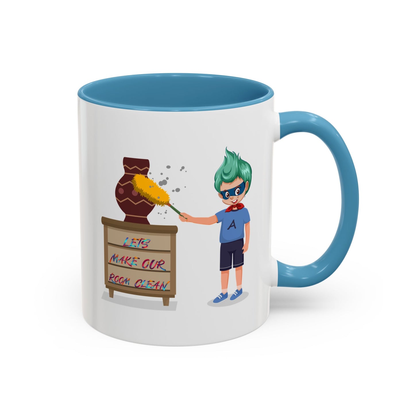 Accent Coffee Mug - Super kiddo cleaning a vase