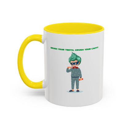Accent Coffee Mug - Super kiddo brushing teeth - [[{"value":"Wonderwear Kid"}]]