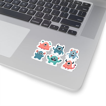 Kiss-Cut Vinyl Decals - Group of cute little monsters Printify