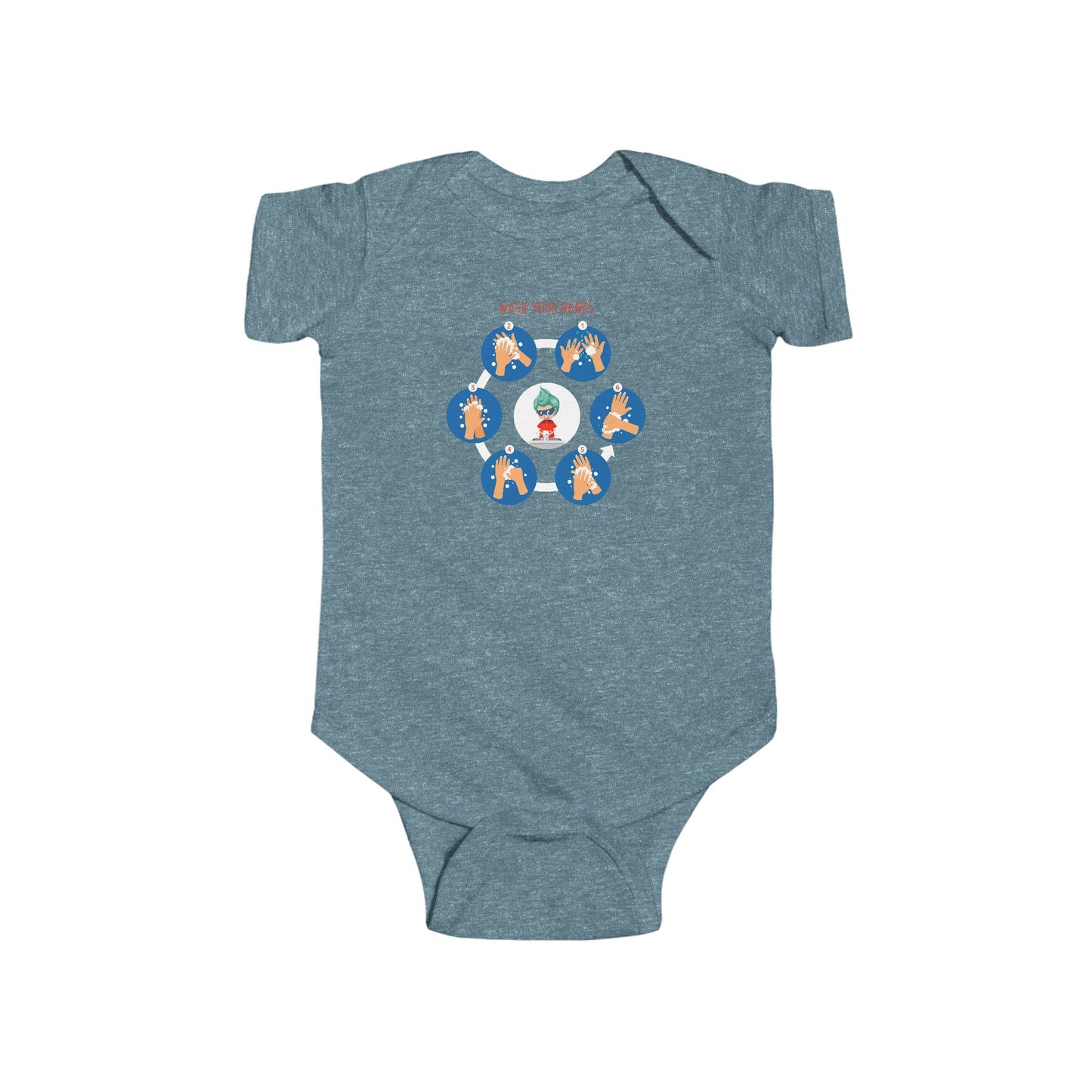 Infant Bodysuit - Super kiddo teaching how to wash hands - [[{"value":"Wonderwear Kid"}]]