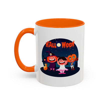 Accent Coffee Mug - Super kiddo wearing pumpkin - [[{"value":"Wonderwear Kid"}]]