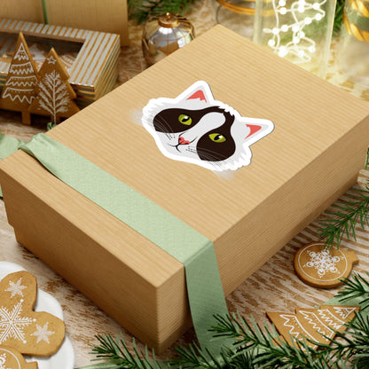Kiss-Cut Stickers - Black and White Cat Printify