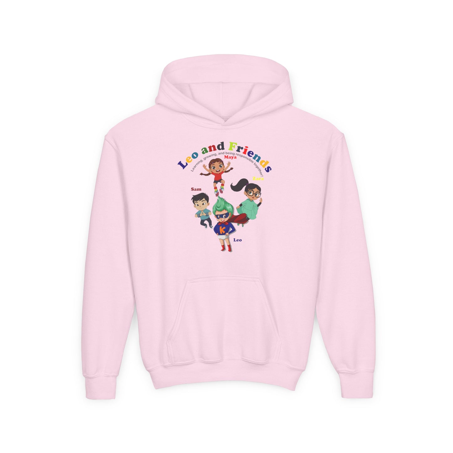 Youth Heavy Blend Hooded Sweatshirt - Leo & Friends - Learning and growing