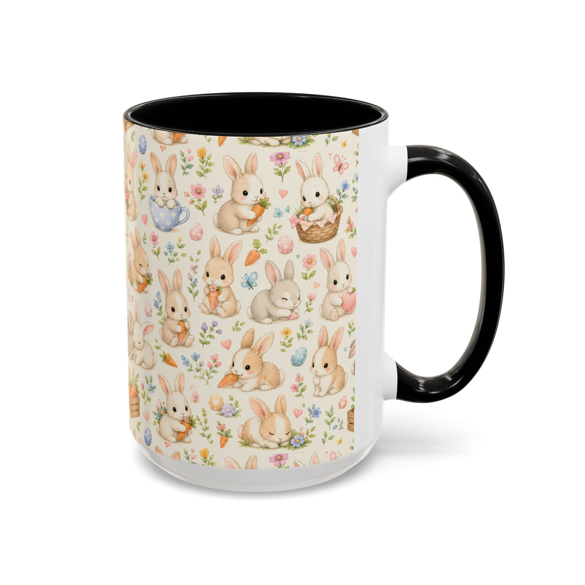 Accent Coffee Mug  (11/15 oz) - Pastel Bunny Garden Easter