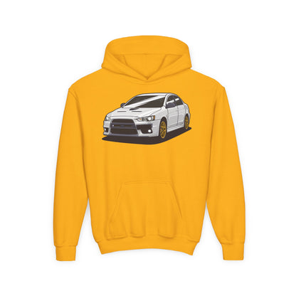 Youth Heavy Blend Hooded Sweatshirt - White car Printify