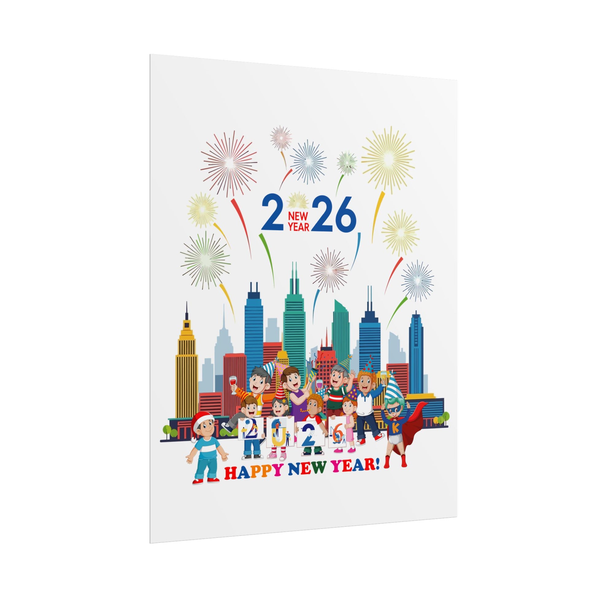 Rolled Posters - Happy new year with fireworks - [[{"value":"Wonderwear Kid"}]]
