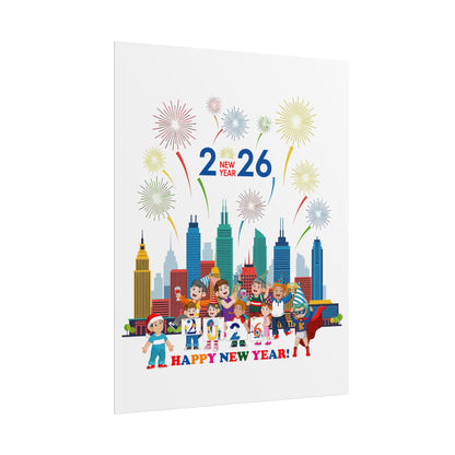 Rolled Posters - Happy new year with fireworks - [[{"value":"Wonderwear Kid"}]]