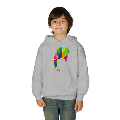 Youth hoodie with adorable elephant design Printify