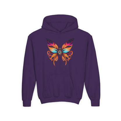 Youth Heavy Blend Hooded Sweatshirt - beautiful butterfly Printify