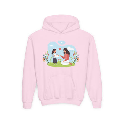 Youth Heavy Blend Hooded Sweatshirt -  Mother and daughter love Printify
