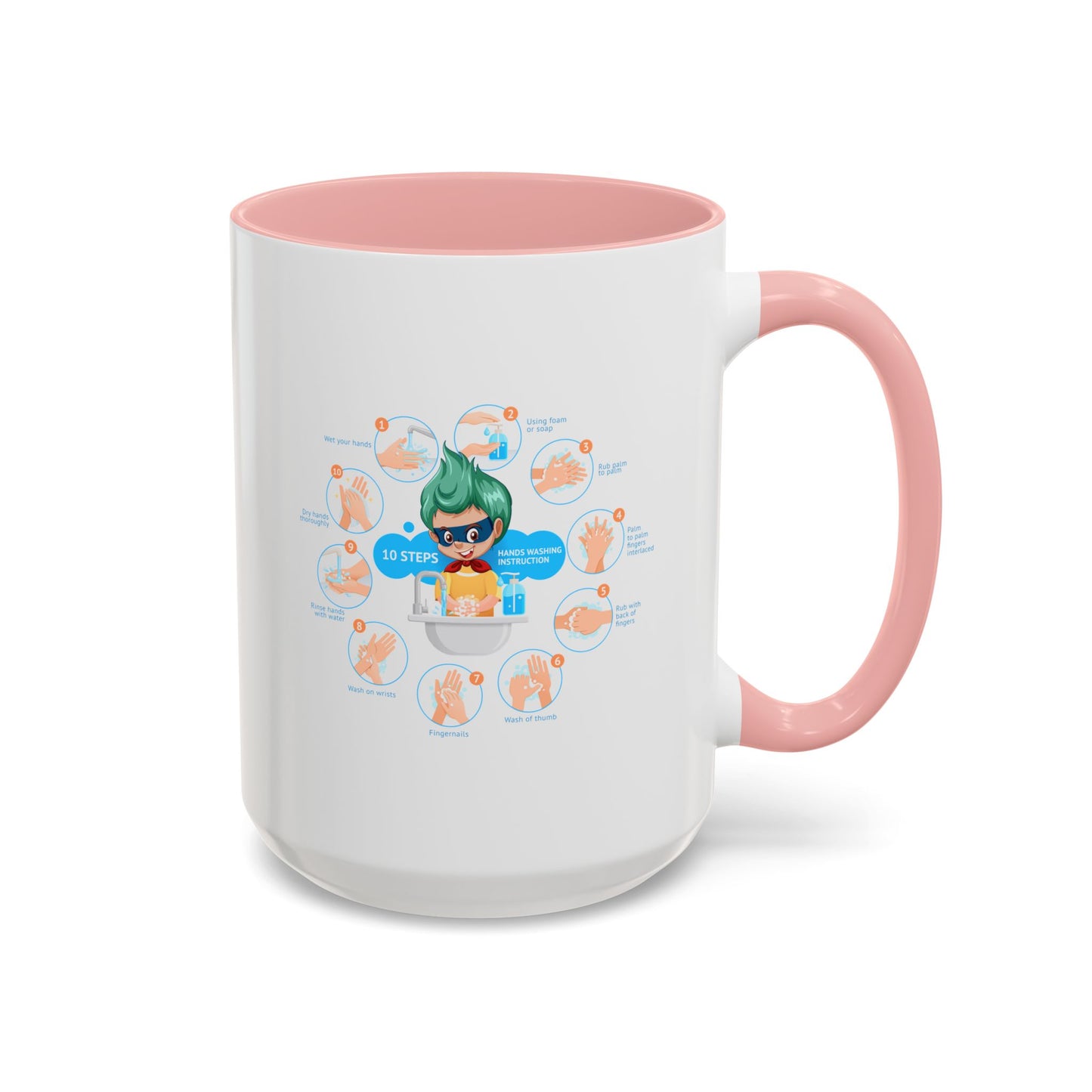 Accent Coffee Mug - Super kiddo hand washing steps