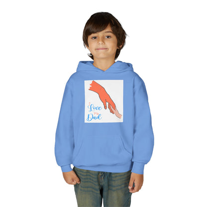 Youth Heavy Blend Hooded Sweatshirt -  Child and dad holding hands Printify