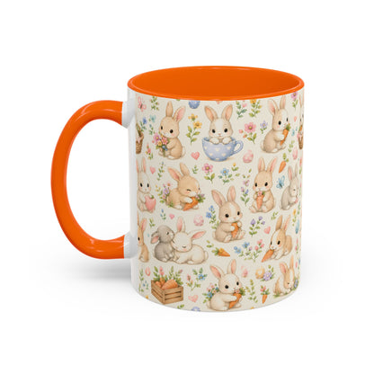 Accent Coffee Mug  (11/15 oz) - Pastel Bunny Garden Easter
